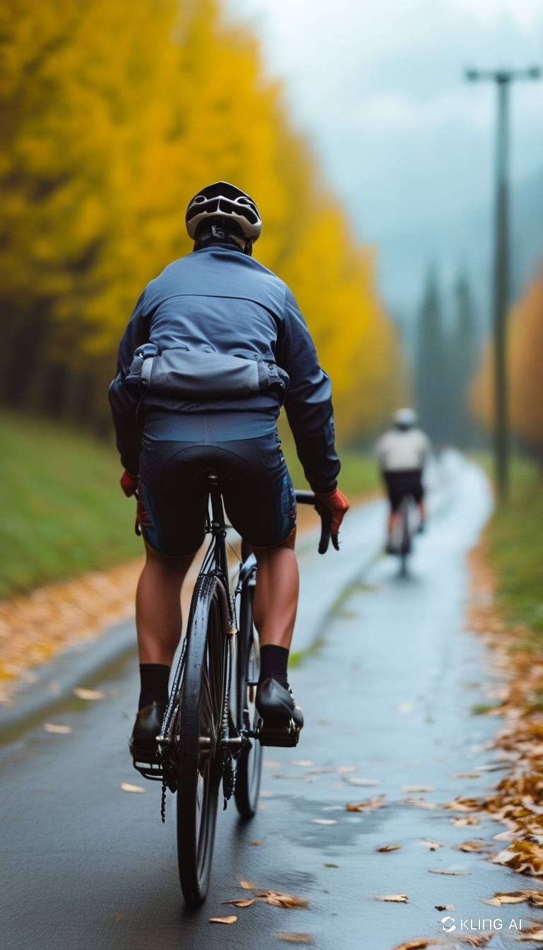 Cyclist riding through scenic landscape